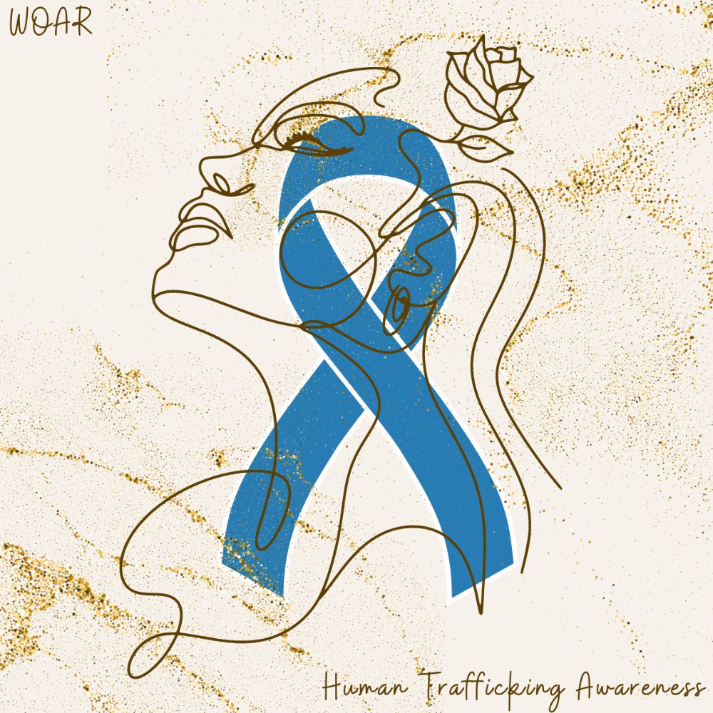 An image for Human Trafficking Awareness w/ WOAR - Gender Equity Week, Day 3