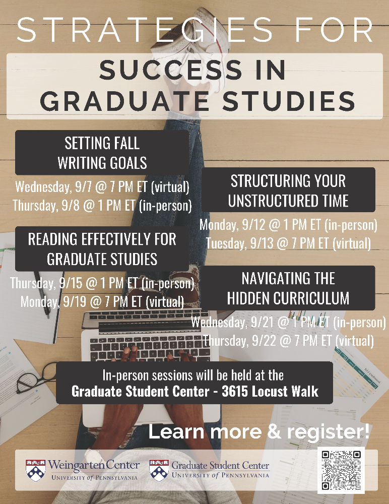 An image for Strategies for Success in Graduate Studies: Setting Fall Writing Goals (Virtual)