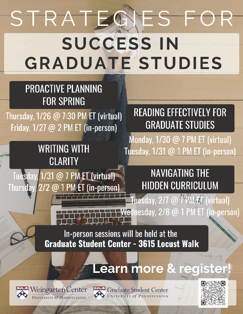 An image for Strategies for Success in Graduate Studies: Proactive Planning for the Spring (Virtual)
